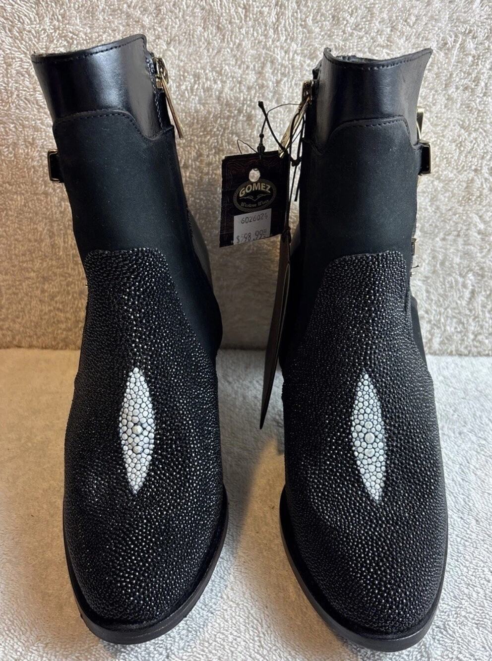 Franco Cuadra black cowgirl stingray leather ankle boots Size 6.5- Mex. 23.5 M
